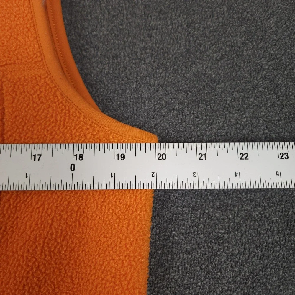 LL Bean Fleece Vest‎ Orange Full Zip Pockets Men's Size S Regular Outdoor